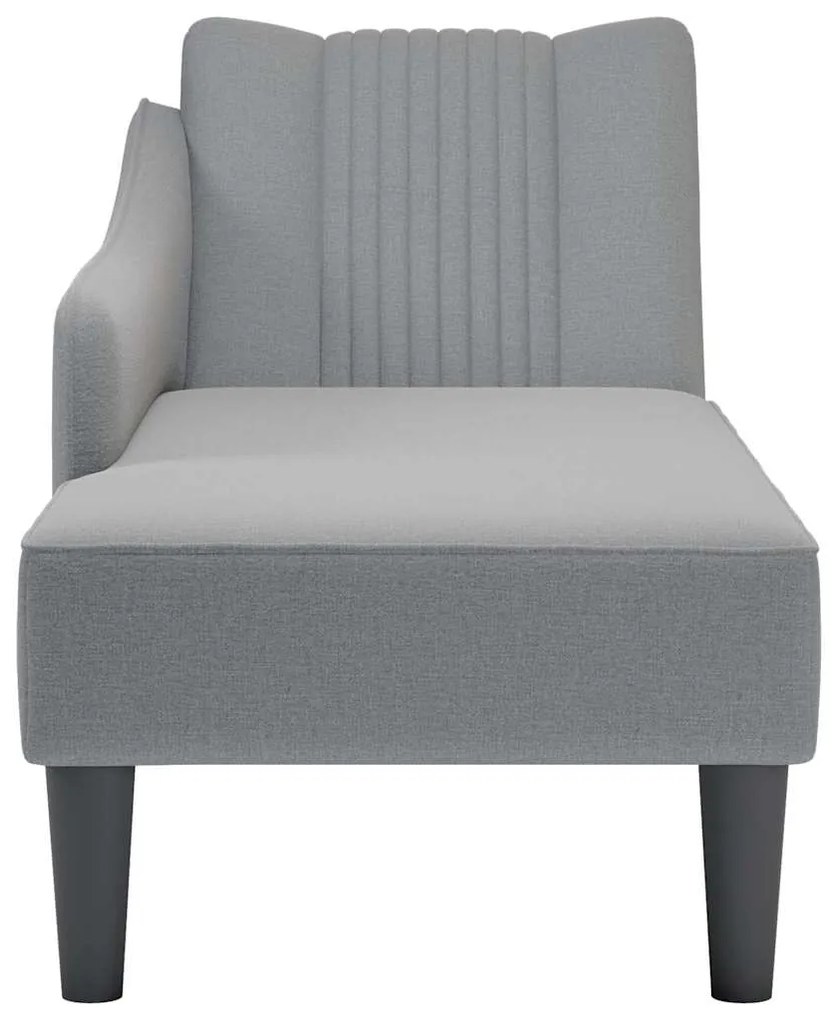 Chaise lounge com apoio de braço direito em tecido cinza claro