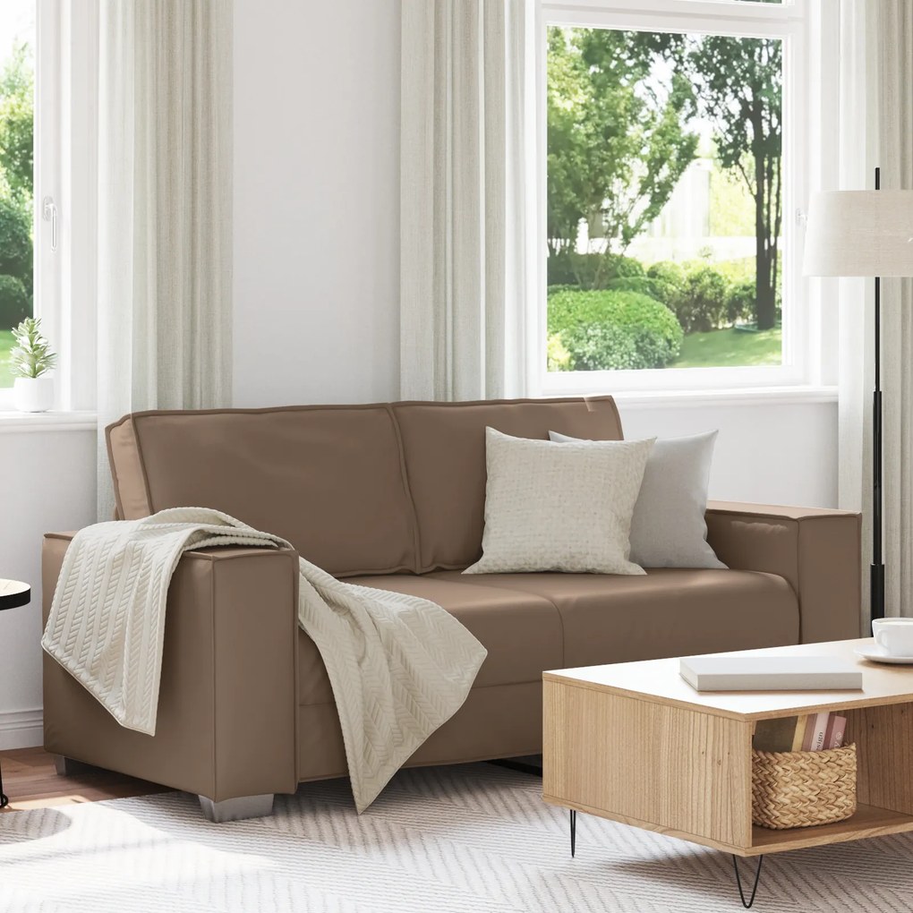 Sofá Loveseat vidaXL Cappuccino 140 cm em Couro Sintético