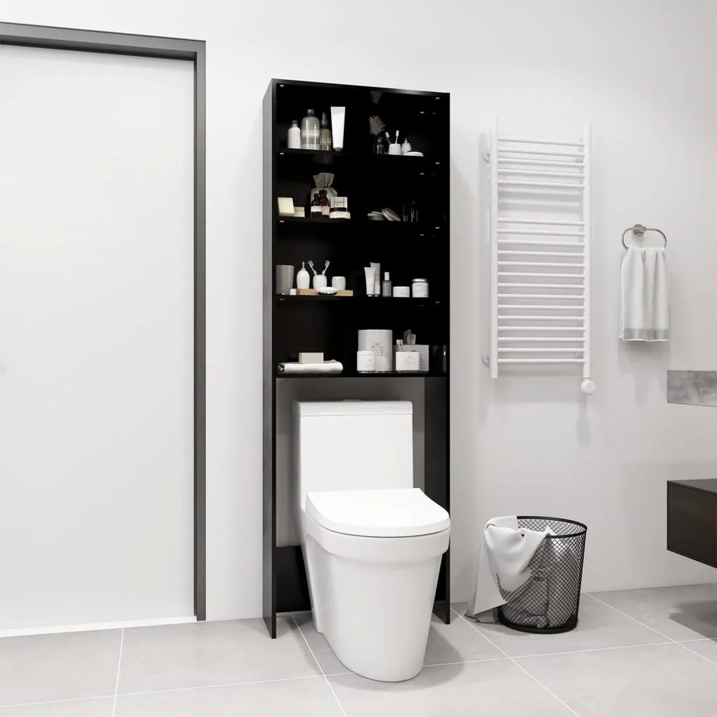 vidaXL Armário para máquina de lavar roupa 64x24x190 cm preto