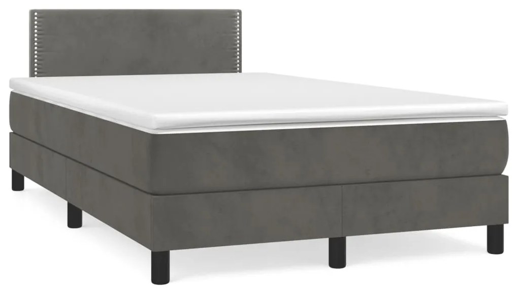 vidaXL Cama boxspring com colchão 120x190 cm veludo cinzento-escuro