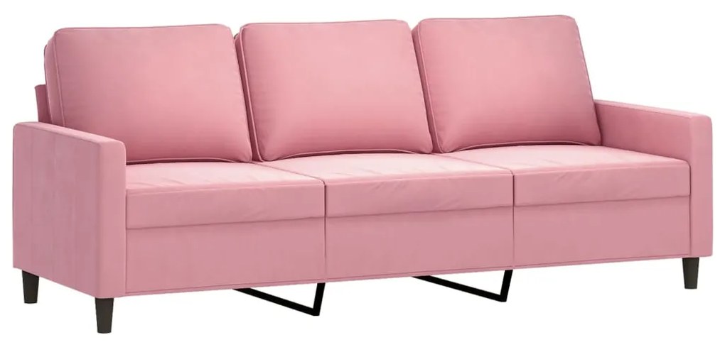 3 pcs conjunto de sofás com almofadões veludo rosa