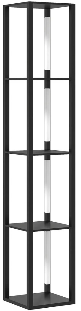 HOMCOM Lâmpada de Chão com Prateleiras 4 Níveis LED Dimável Interruptor no Pé para Sala Quarto Escritório Preto | Aosom Portugal