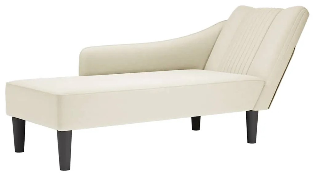 Chaise-longue com apoio de braço direito veludo creme
