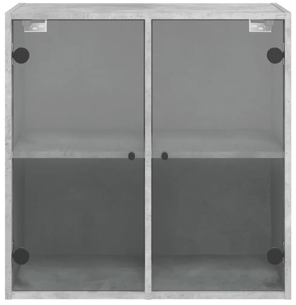 Armário de parede c/ portas de vidro 68x37x68,5cm cinza cimento
