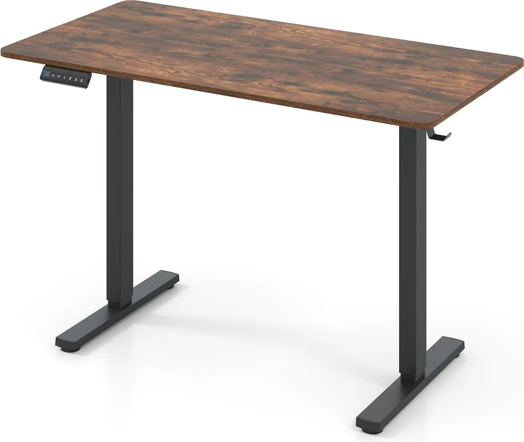 Secretária elétrica ergonómica 120 x 60 x 73-118 cm com 3 ajustes de memória e proteção anticolisão de altura ajustável Castanho