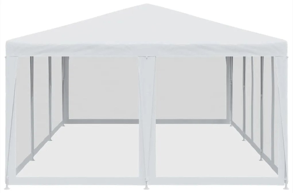 Tenda p/ festas c/ 10 paredes laterais malha 6x4 m PEAD branco