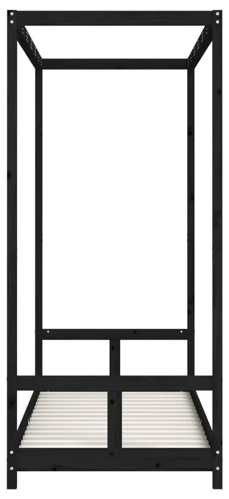 Estrutura de cama infantil 80x200 cm pinho maciço preto