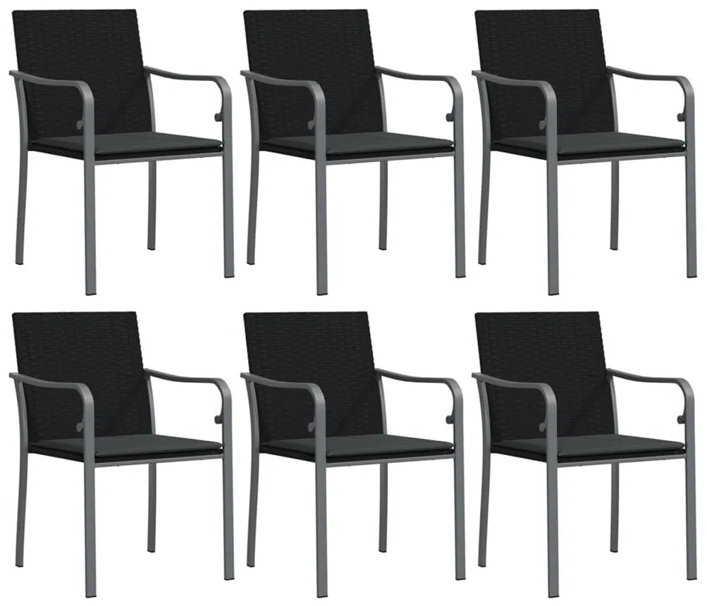 7 pcs conjunto de jantar p/ jardim c/ almofadões vime PE e aço