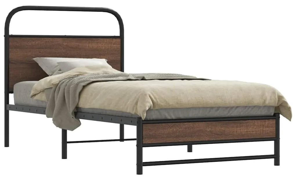 Estrutura cama s/ colchão derivados madeira carvalho castanho