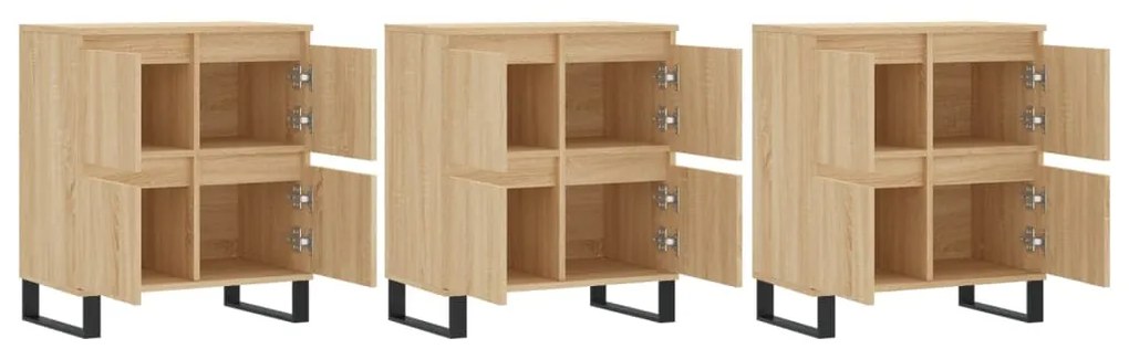 Aparadores 3 pcs derivados de madeira cor carvalho sonoma
