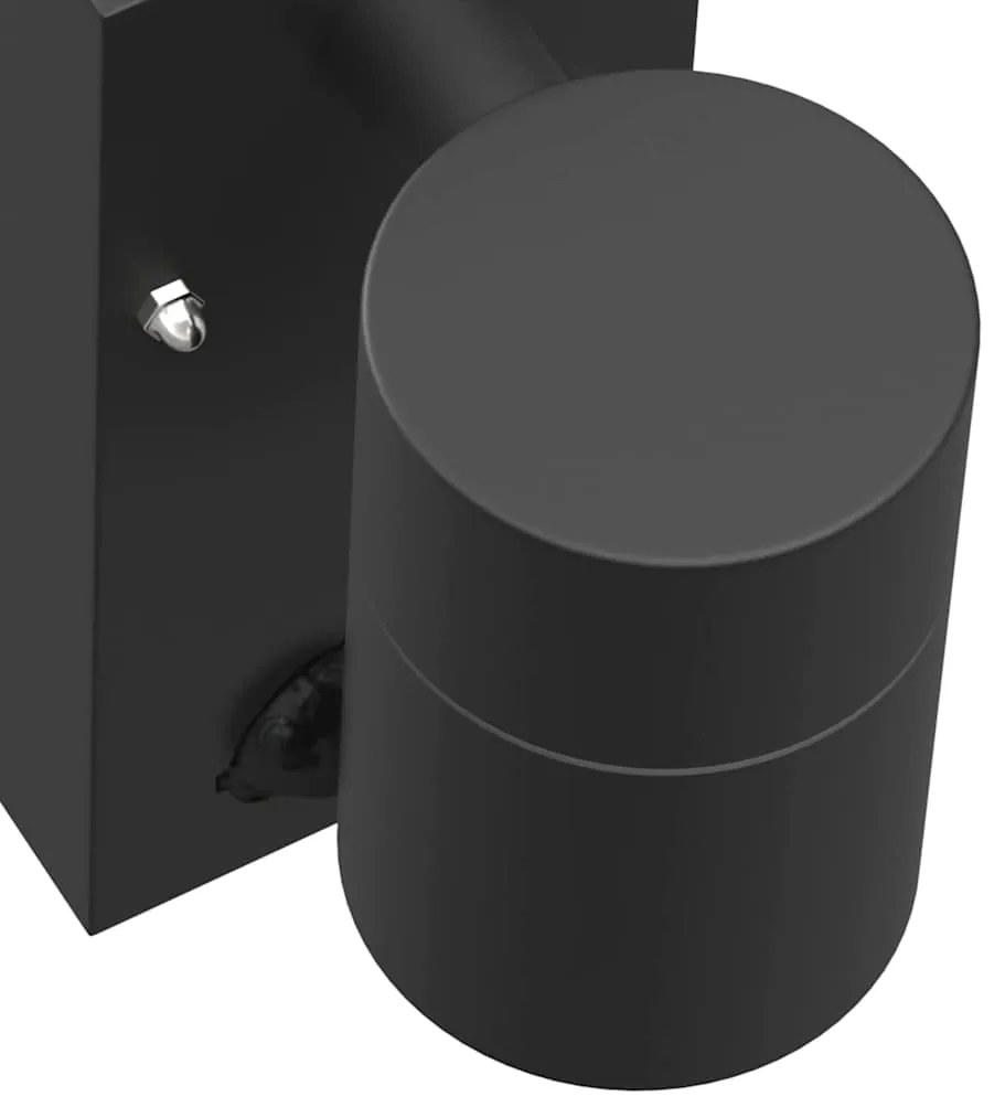 Arandelas de Parede Externas com Sensor 2 pcs Aço Inoxidável Preto IP4