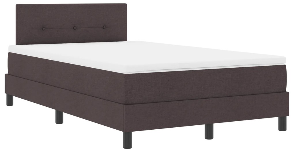 Camas Box com Colchão Castanho Escuro 120x190 cm Tecido