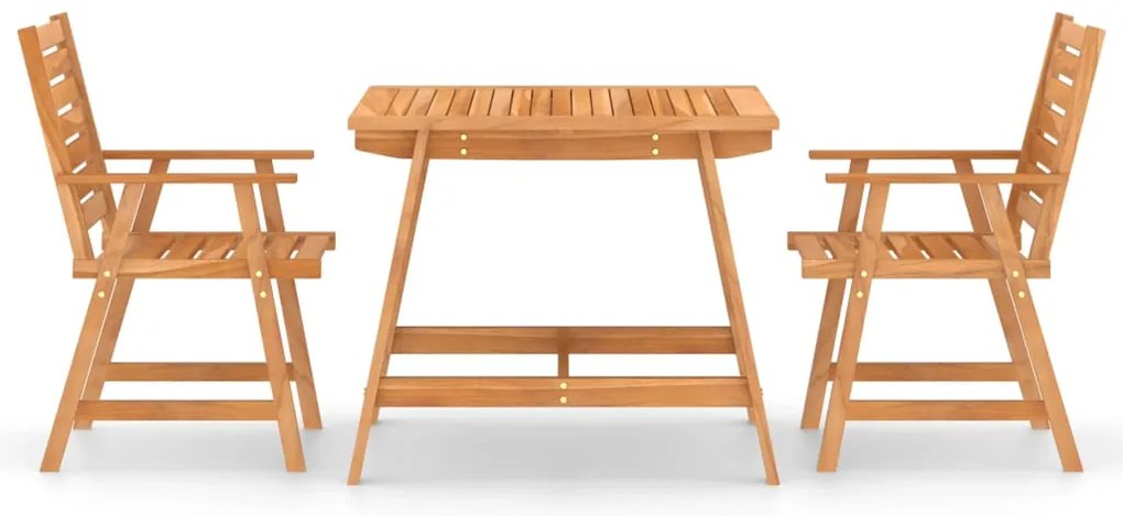 3 pcs conjunto de jantar para jardim madeira de acácia maciça