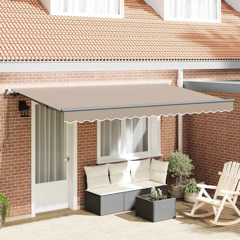 vidaXL Toldo Retrátil Bege 400 x 200 cm Poliéster, Alumínio