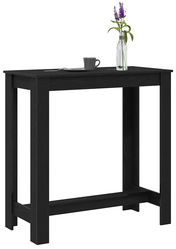 Mesa de Bar vidaXL Preta em Carvalho 102x50x103,5 cm em Madeira de Eng