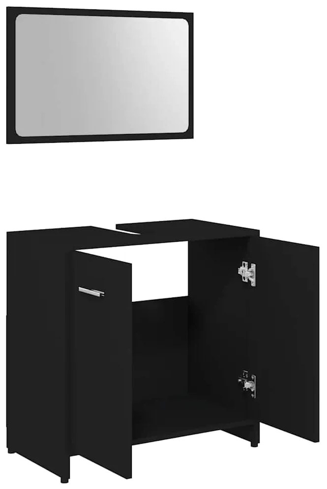 Conjunto de móveis casa de banho derivados de madeira preto