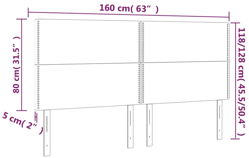 Cabeceira cama c/ LED couro artificial 160x5x118/128 cm preto