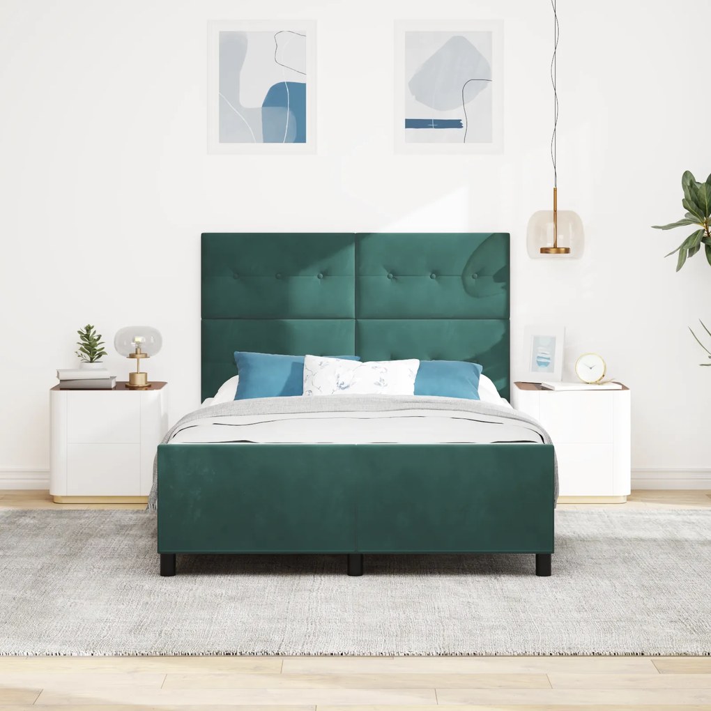 Cama de Veludo Verde Escuro vidaXL 140x190 cm
