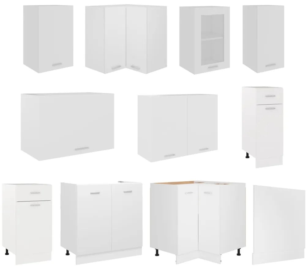 11 pcs conjunto armários de cozinha contraplacado branco