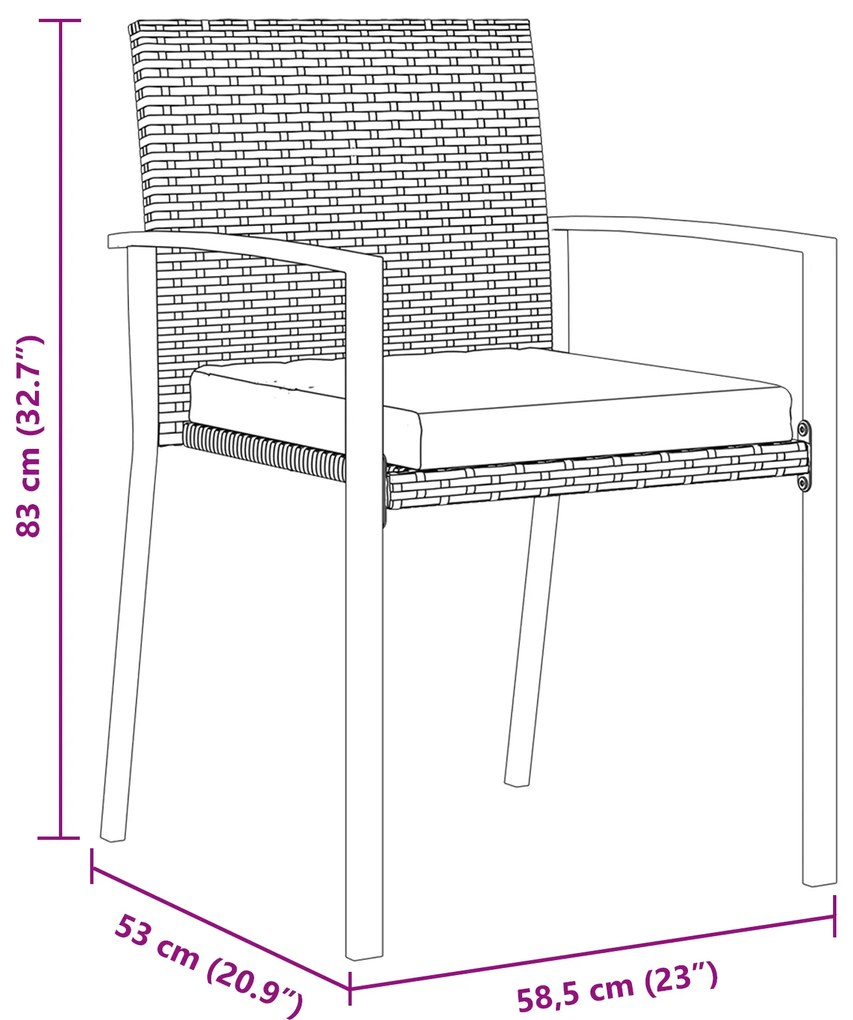 Conjunto de Jantar 7 Peças Jardim Preto Rattan PE