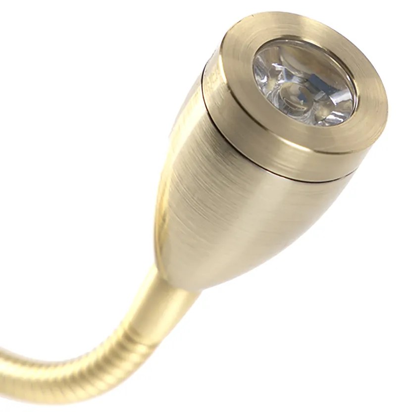 Candeeiro de parede dourado com USB e abajur branco 18 cm - Brescia Combi