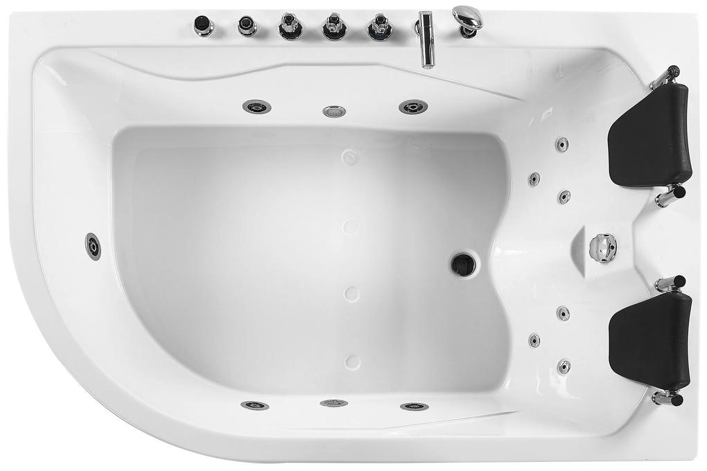 Banheira de hidromassagem de canto esquerdo em acrílico branco com LED 180 x 120 cm CALAMA Beliani