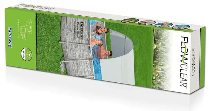 Toldo para piscina acima do solo branco