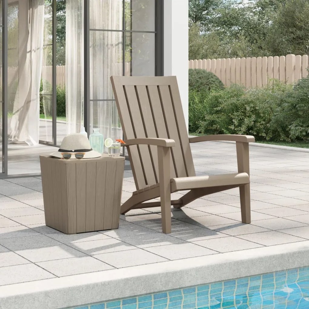 vidaXL Cadeira de jardim Adirondack polipropileno castanho-claro