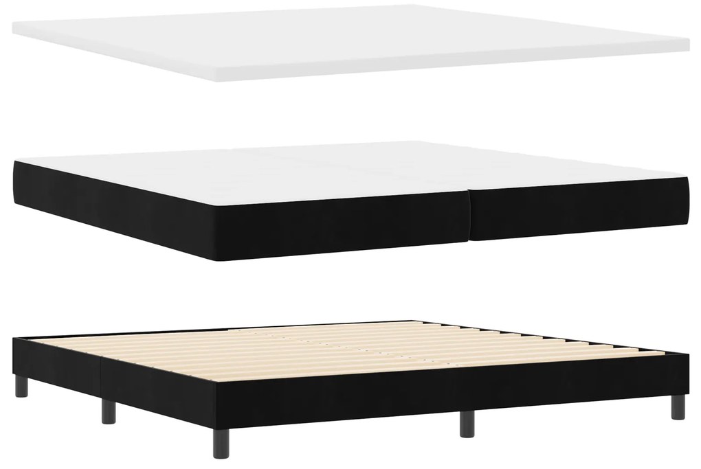 Cama Box Spring vidaXL com Colchão Preto 200x200 cm Veludo
