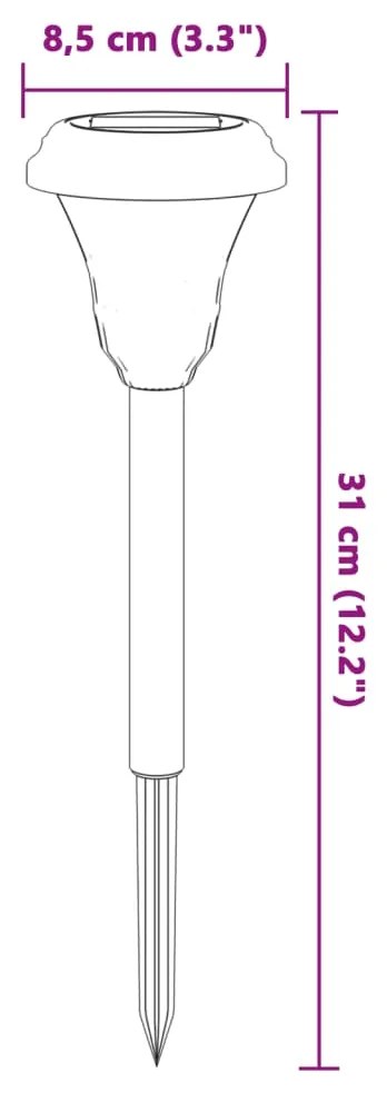Luzes solares para caminhos com espigões 12 pcs branco