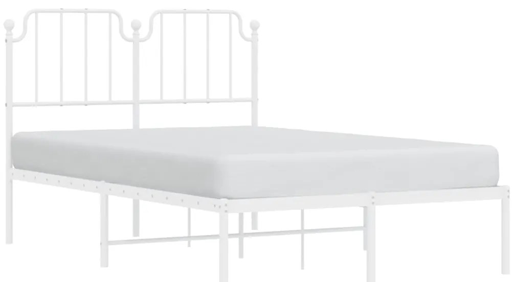 Estrutura de cama com cabeceira 120x190 cm metal branco