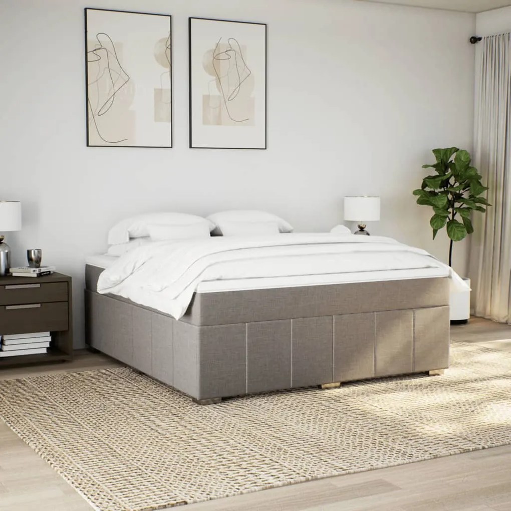 Cama com molas/colchão 180x200 cm tecido castanho-acinzentado