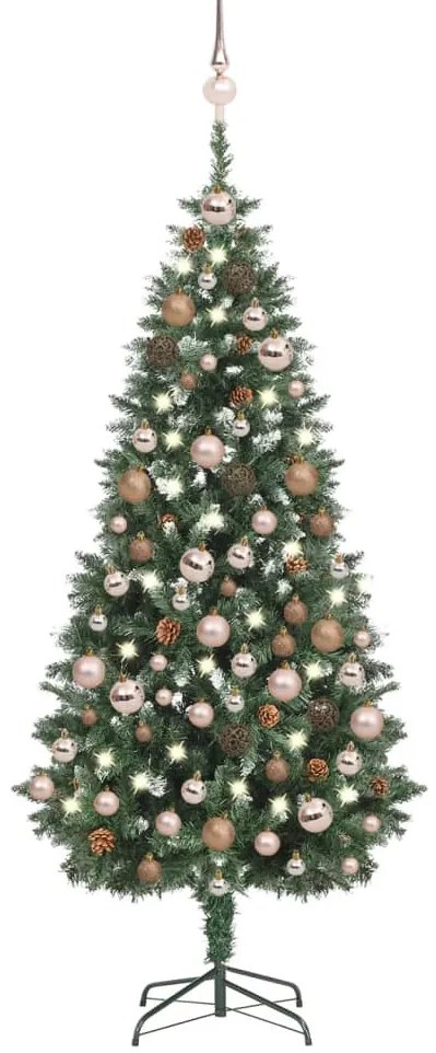 vidaXL Árvore Natal artificial pré-iluminada c/ bolas e pinhas 180 cm