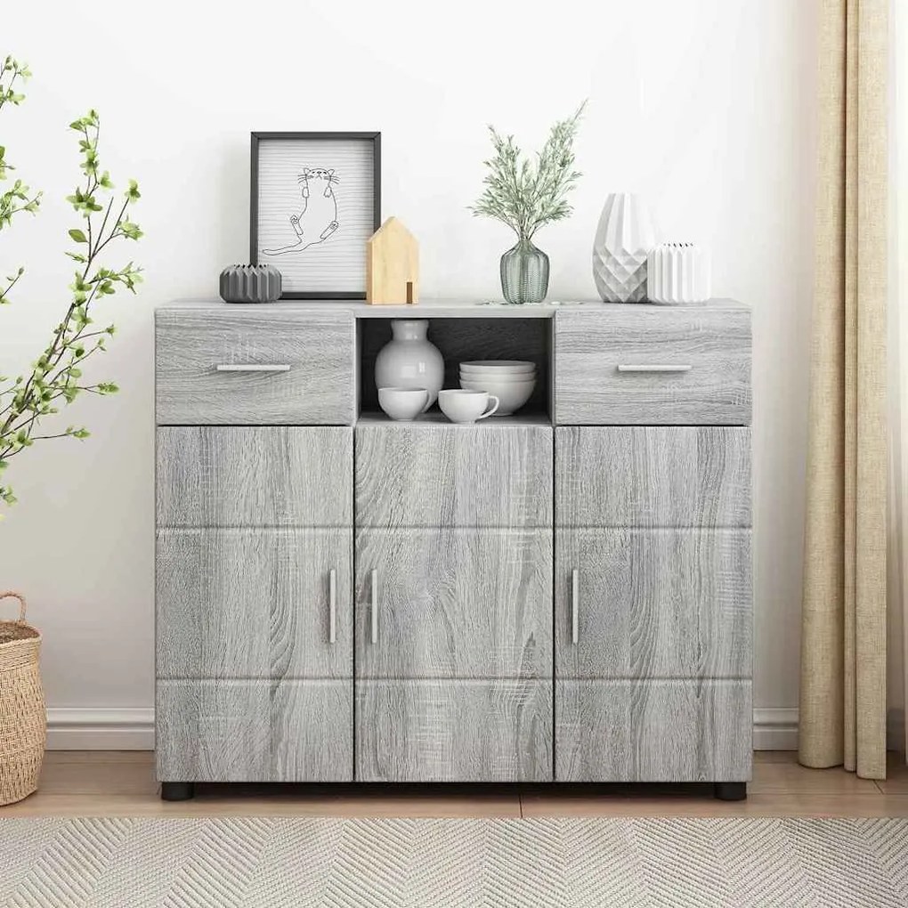 vidaXL Buffet Sonoma cinzento 88.5 x 30.5 x 73 cm Madeira processada