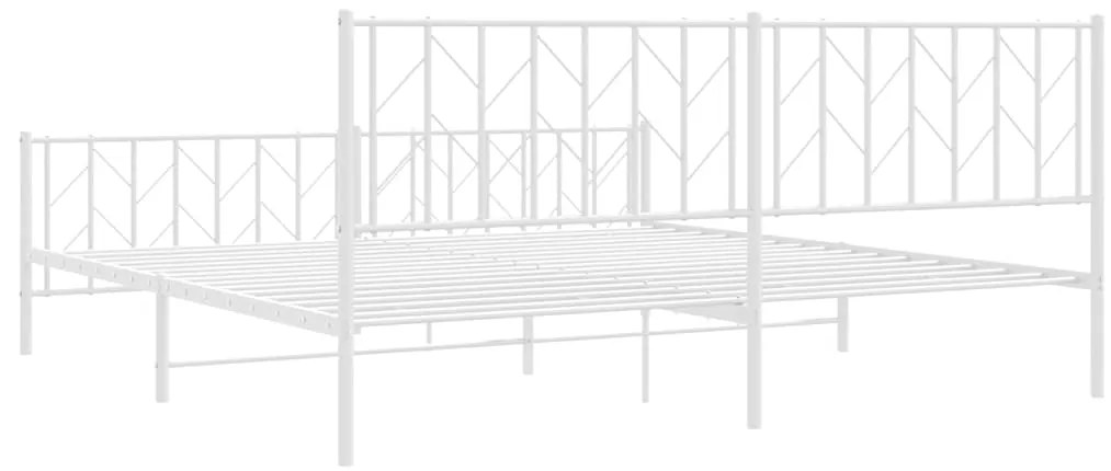 Estrutura de cama com cabeceira e pés 193x203 cm metal branco