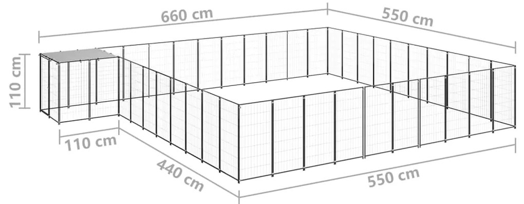 Canil 31,46 m² aço preto