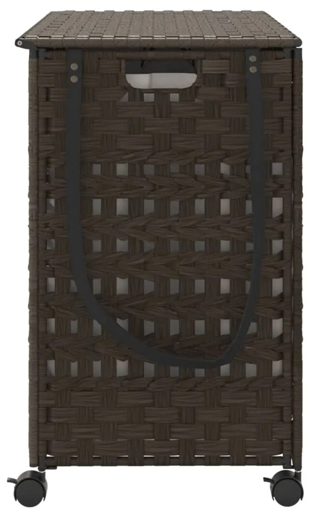 Cesto p/ roupa suja com rodas 66x35x60 cm vime castanho-escuro