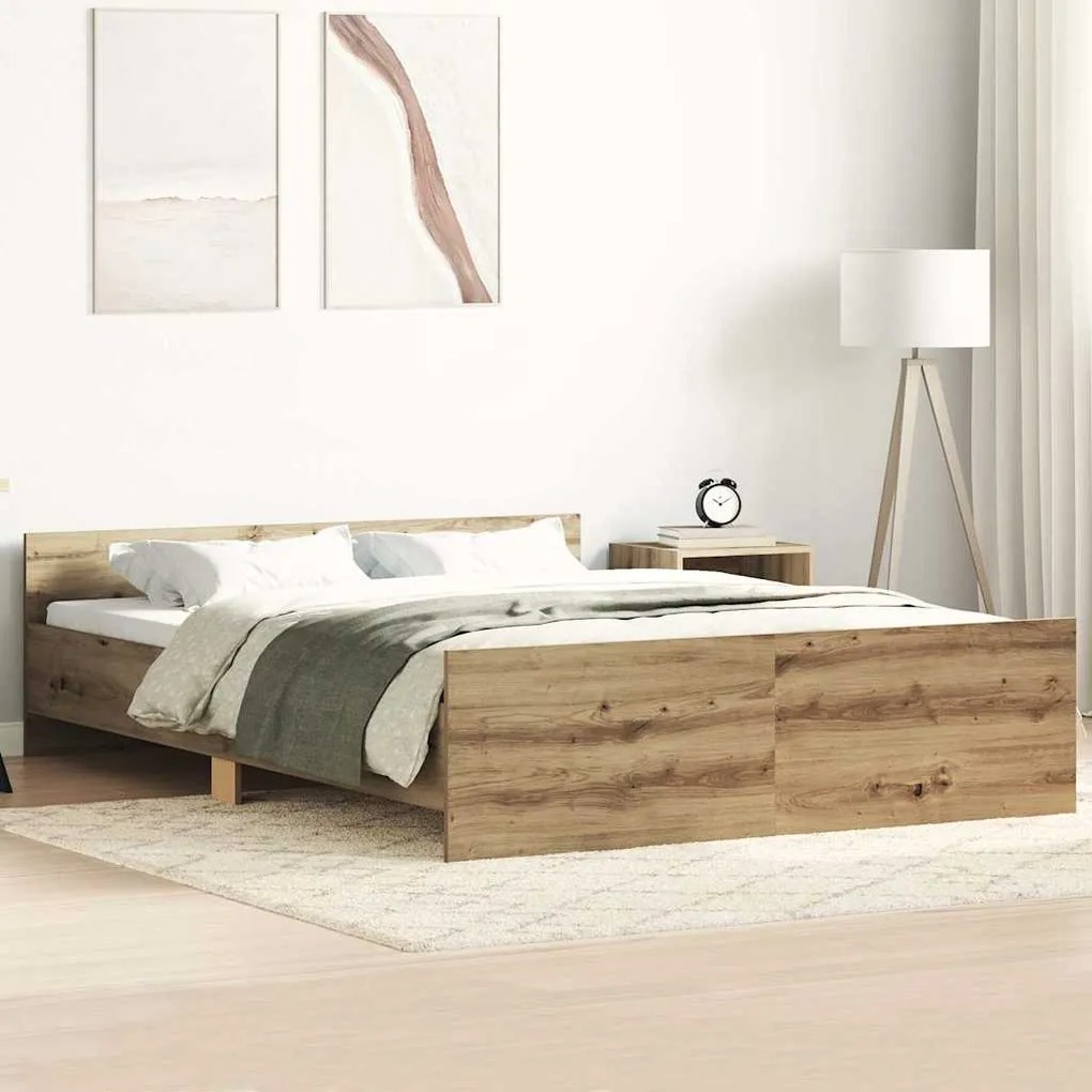 vidaXL Estrutura de cama sem colchão 120x190 cm carvalho artesanal