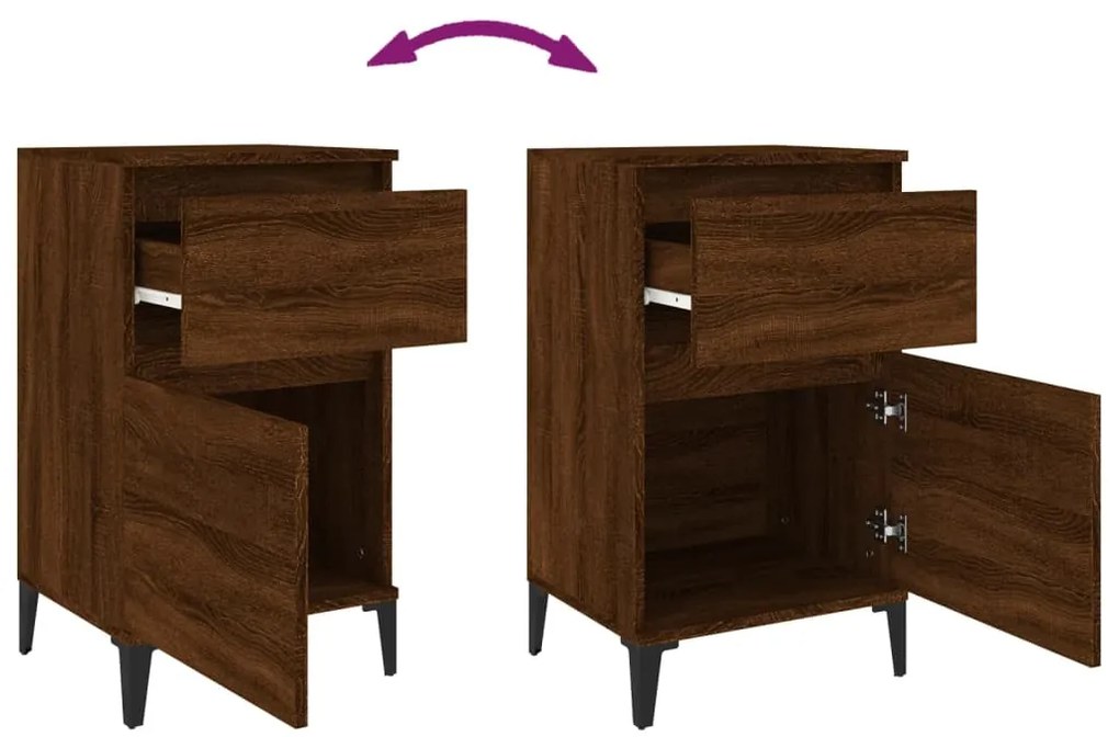 Mesa de cabeceira 40x35x70 cm cor carvalho castanho