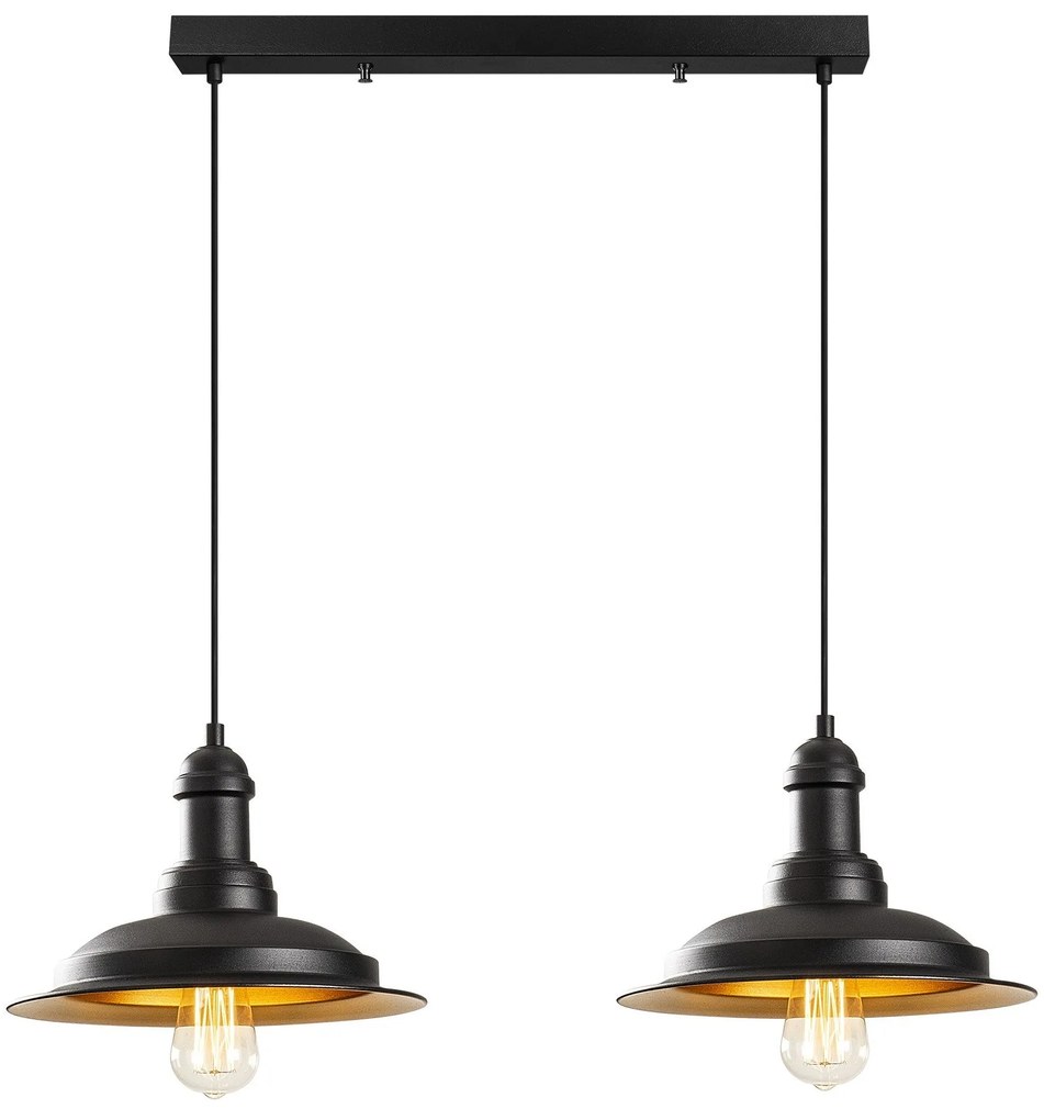 Candeeiro de Teto Saglam – Preto e Dourado – 62 x 30 cm