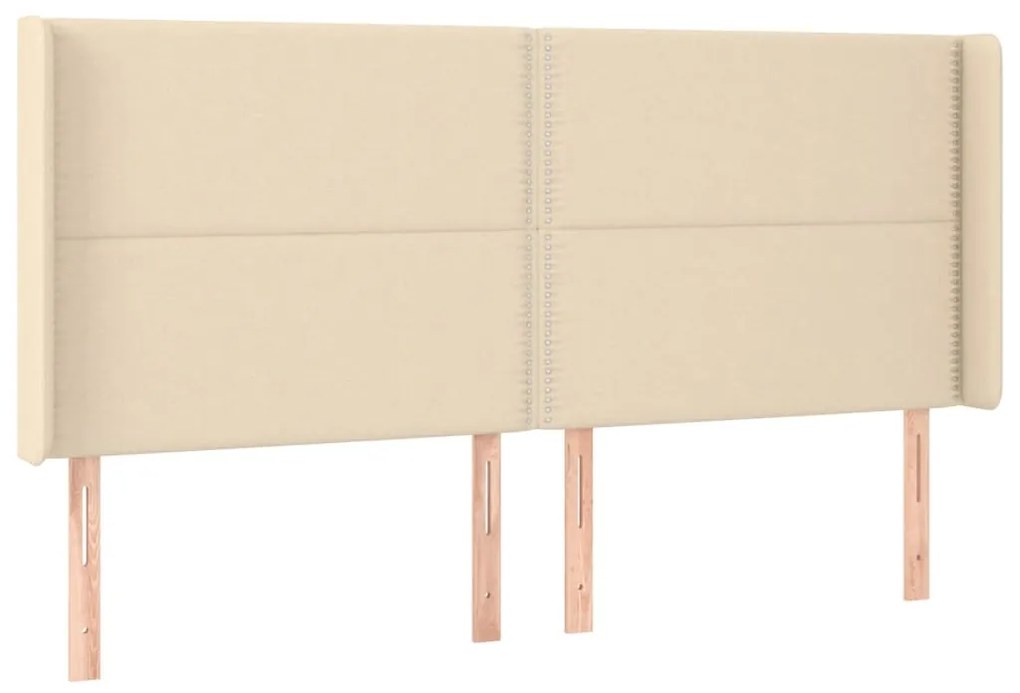 Cabeceira cama c/ luzes LED tecido 183x16x118/128 cm cor creme