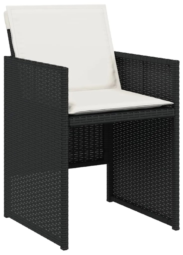 15 pcs conjunto de jantar p/jardim com almofadões vime PE preto