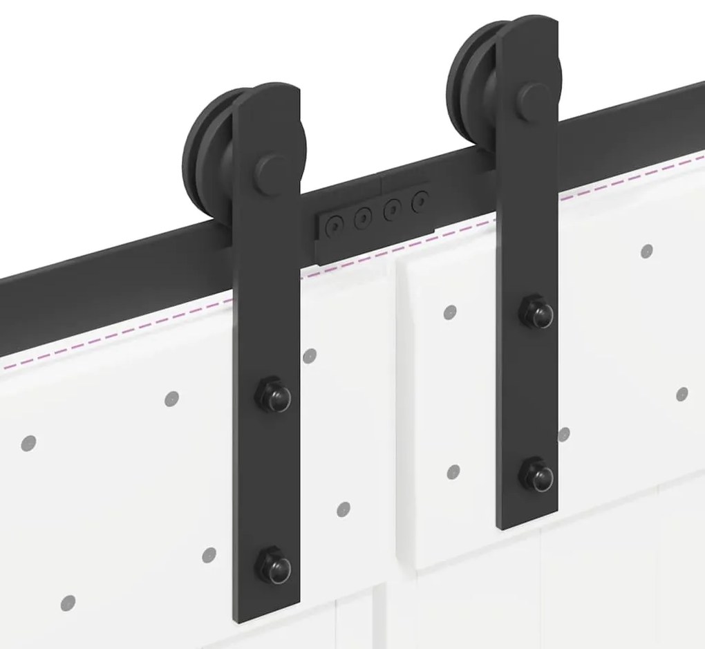 Kit de ferragens para porta deslizante 366 cm aço preto