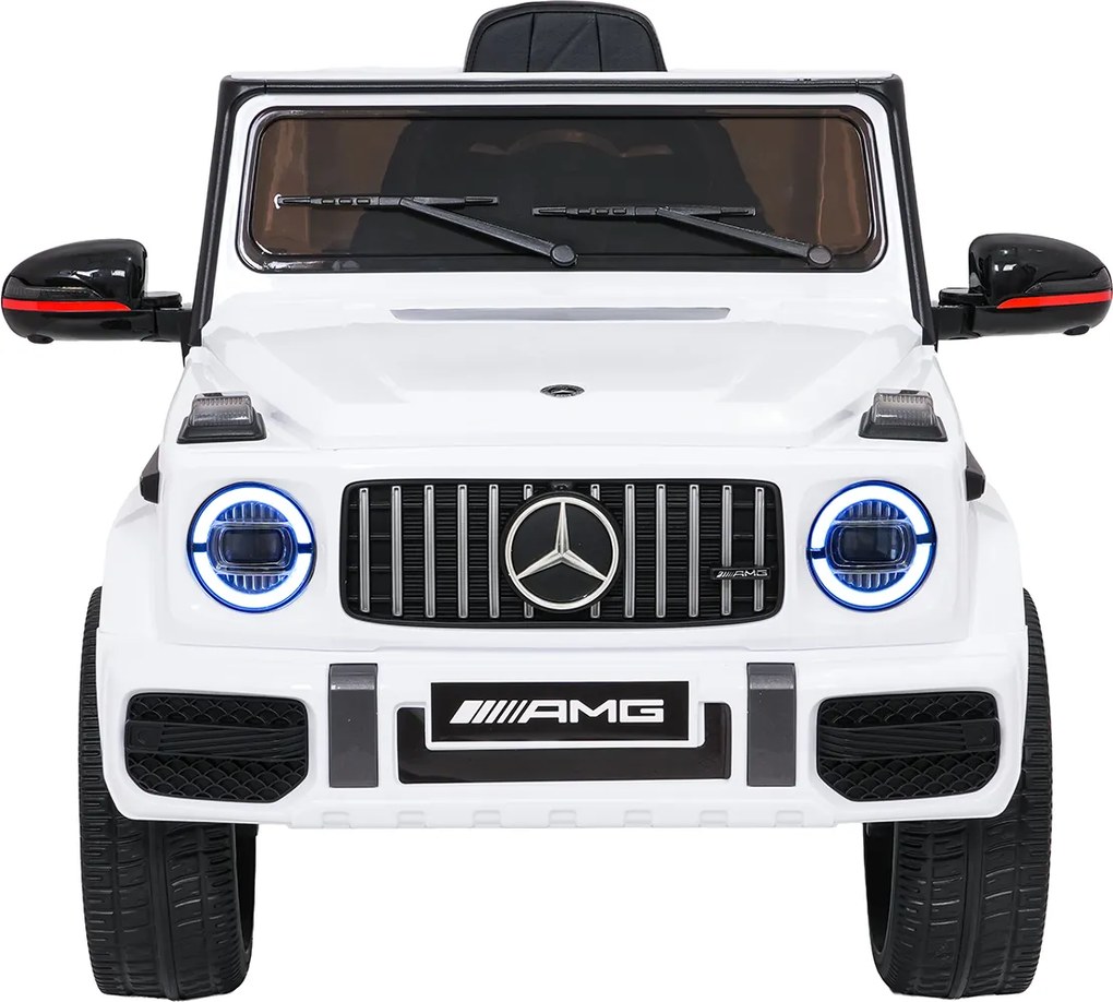Carro elétrico para Crianças 2 a 5 anos 12V Mercedes G63 AMG LIFT Rodas de espuma EVA, assento Couro ecológico Branco
