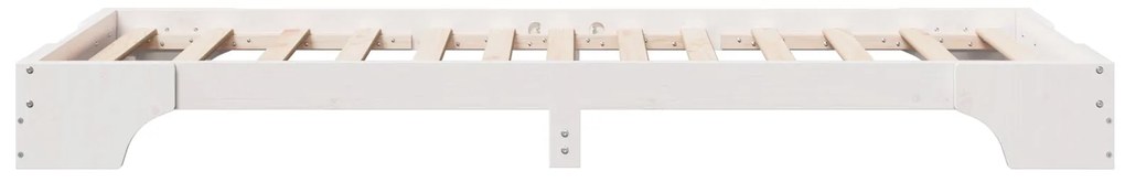 Estrutura de Cama Branca Madeira de Pinho Sólida 90 x 190 cm