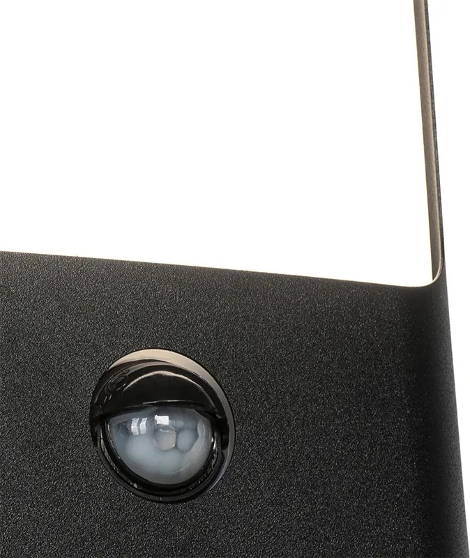 Candeeiro de parede preto com LED IP44 com sensor de movimento - Khuvan