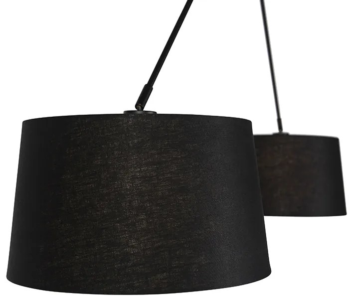 Candeeiro de suspensão preto com abajures de linho preto 35 cm 2-luzes - Blitz Moderno