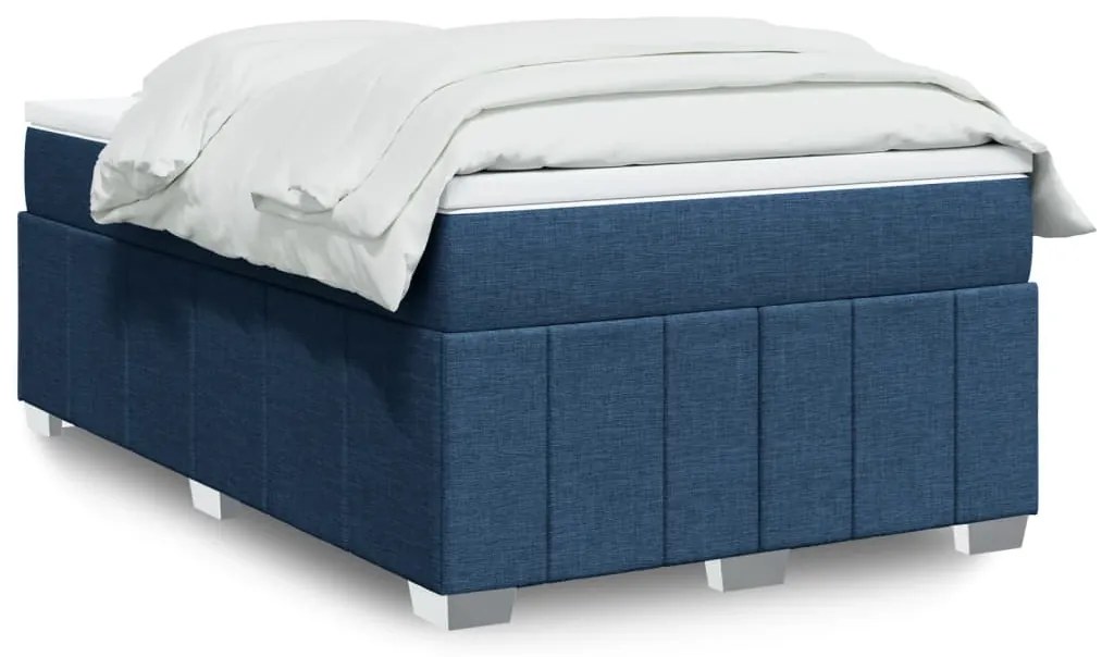 vidaXL Cama boxspring com colchão 120x190 cm tecido azul