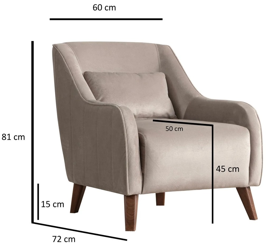 Cadeira Wing Buhara – Cinzento Claro – 60x81x72 cm