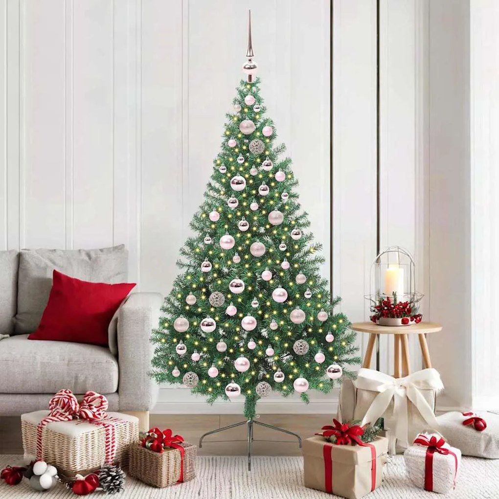 vidaXL Árvore de Natal Artificial Pré-iluminada Verde 180 cm PVC